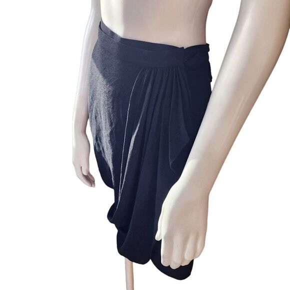 3.1 Phillip Lim Black Faux Wrap Gathered Silk Skirt (0) - Picture 3 of 5